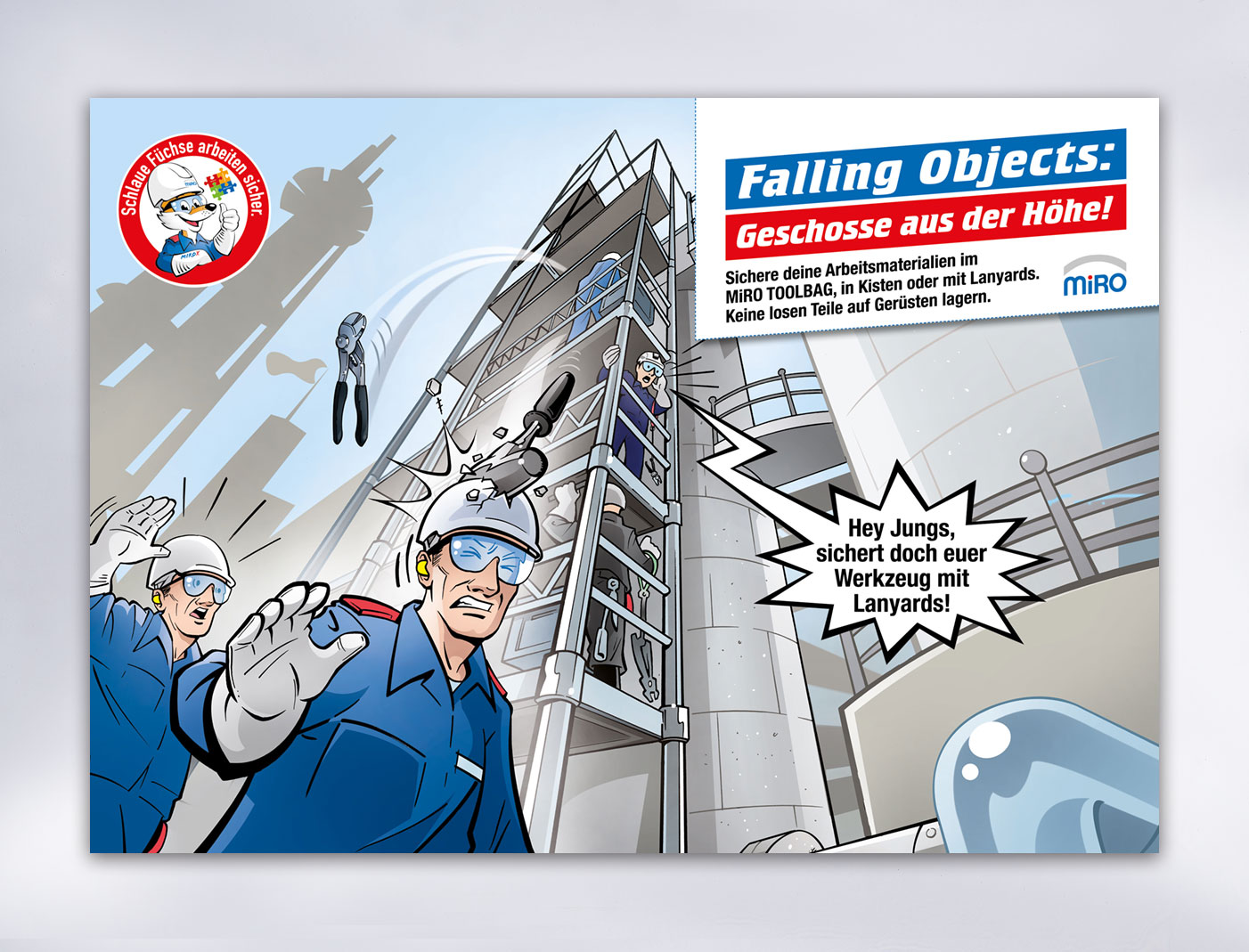 Postermotiv "Falling Objects", Teil einer Sicherheitskampagne